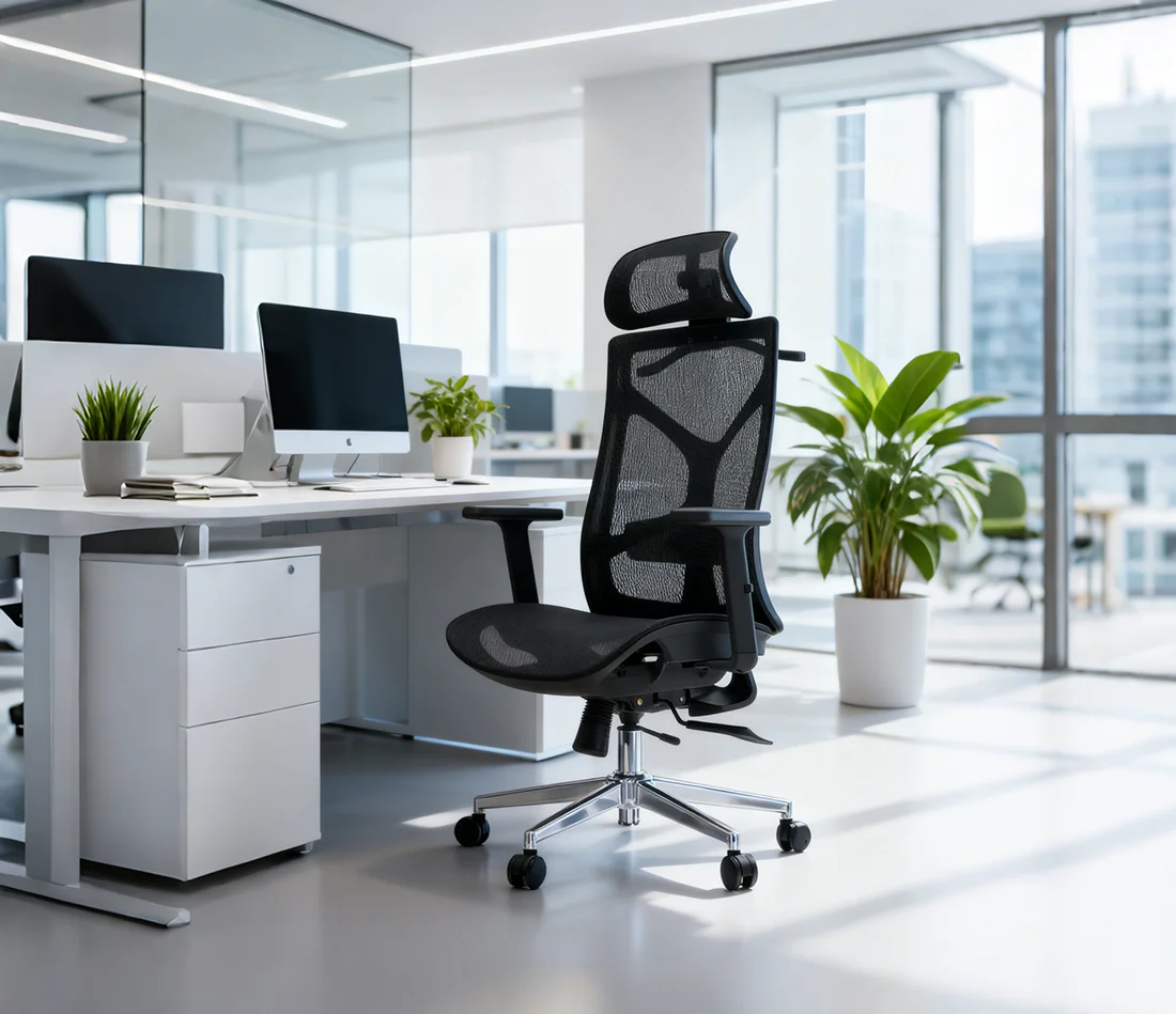High Back Mesh Modern Ergonomic Office Chair Adjustable Headrest Lumbar Support Breathable Foldable 3D Home Office Hotel