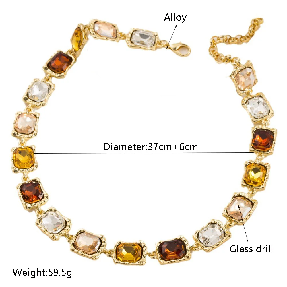 Vibrant Multi Color Cubic Zirconia Irregular Chain Necklace Earring Set Women Daily Party Engagement Fashion Jewelry Elegant Gif