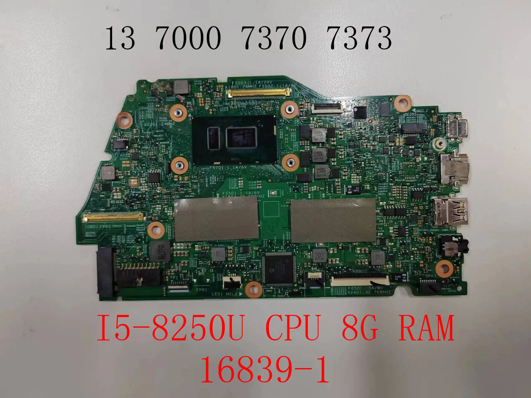 For DELL Inspiron 13 7000 7373 7370  Laptop Motherboard With Core I5-8250U 8GB-RAM CN-0C2G64 02CVR0 16839-1 16839-1M