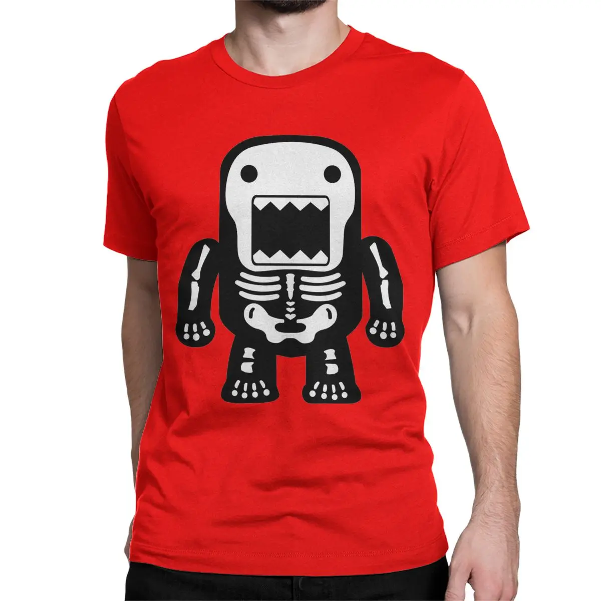 Men's Skeleton Domo Kun Doll T Shirts Cotton Clothes Casual Short Sleeve Crewneck Tee Shirt Printed T-Shirt