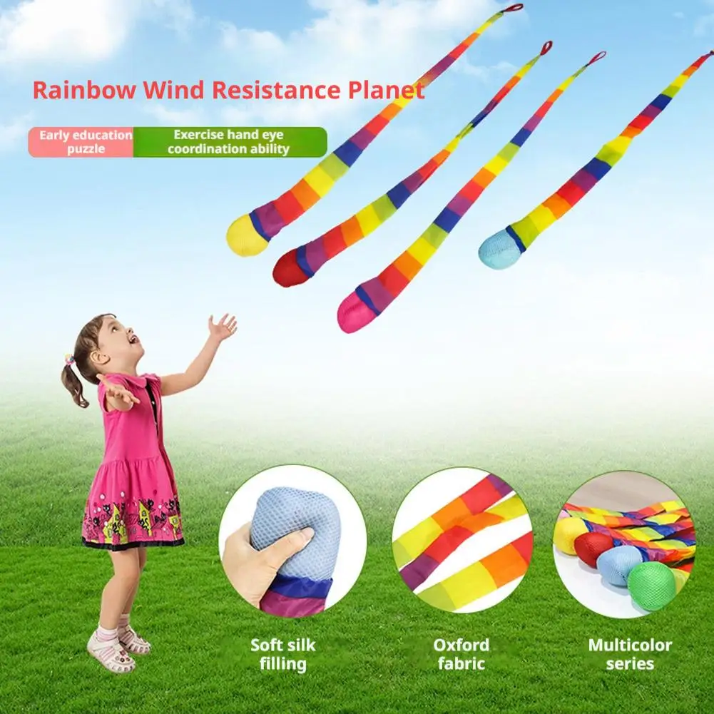 65/95cm Rainbow Comet Ball Soft Tail Indoor Outdoor Play Ball Throwing Receiving Ball Park Sports Relax Coordination Train
