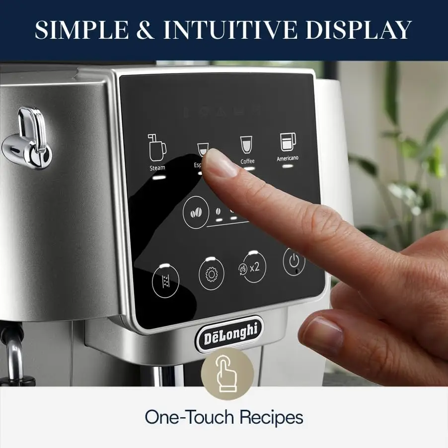 Start Automatic Espresso & Coffee Machine with Manual Milk Frother for Latte, Cappuccino, Built-in Grinder,