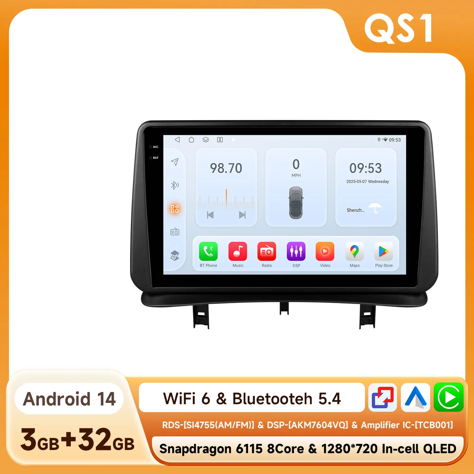 Autoradio Android voor Renault CLIO 3 2005-2014 Carplay Auto Multimedia Speler Intelligente Autoradio GPS WIFI door Snapdragon 6115