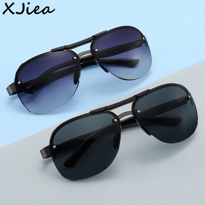 

XJiea Semi Rimless Sunglasses Women 2024 Designer Vintage Pilot Glasses For Men Oversized Round Outdoor Driving y2k Goggle