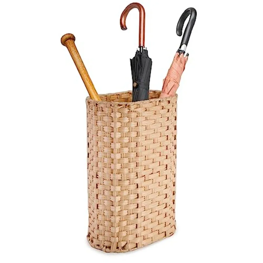 

Wicker Umbrella Holder, Hand Woven Umbrella Stand Basket Decorative Cane Holder Rack for Home, Entryway Multipurpose Narrow Tal
