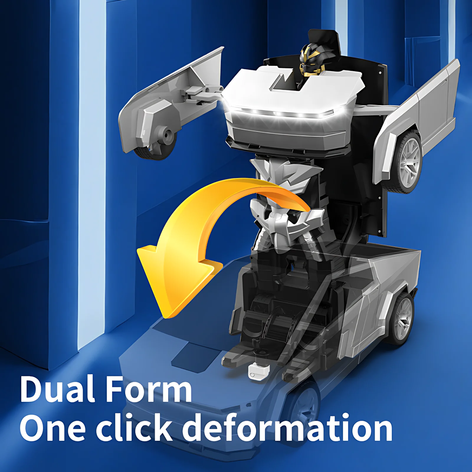 2,4 GHz RC Transformierendes Roboterauto, LED-Leuchten, 360° °   Spin, Drift-Modus, Cyber-Tonabnehmer, One-Click-Transformation, ideales Geschenk für Kinder und Jungen