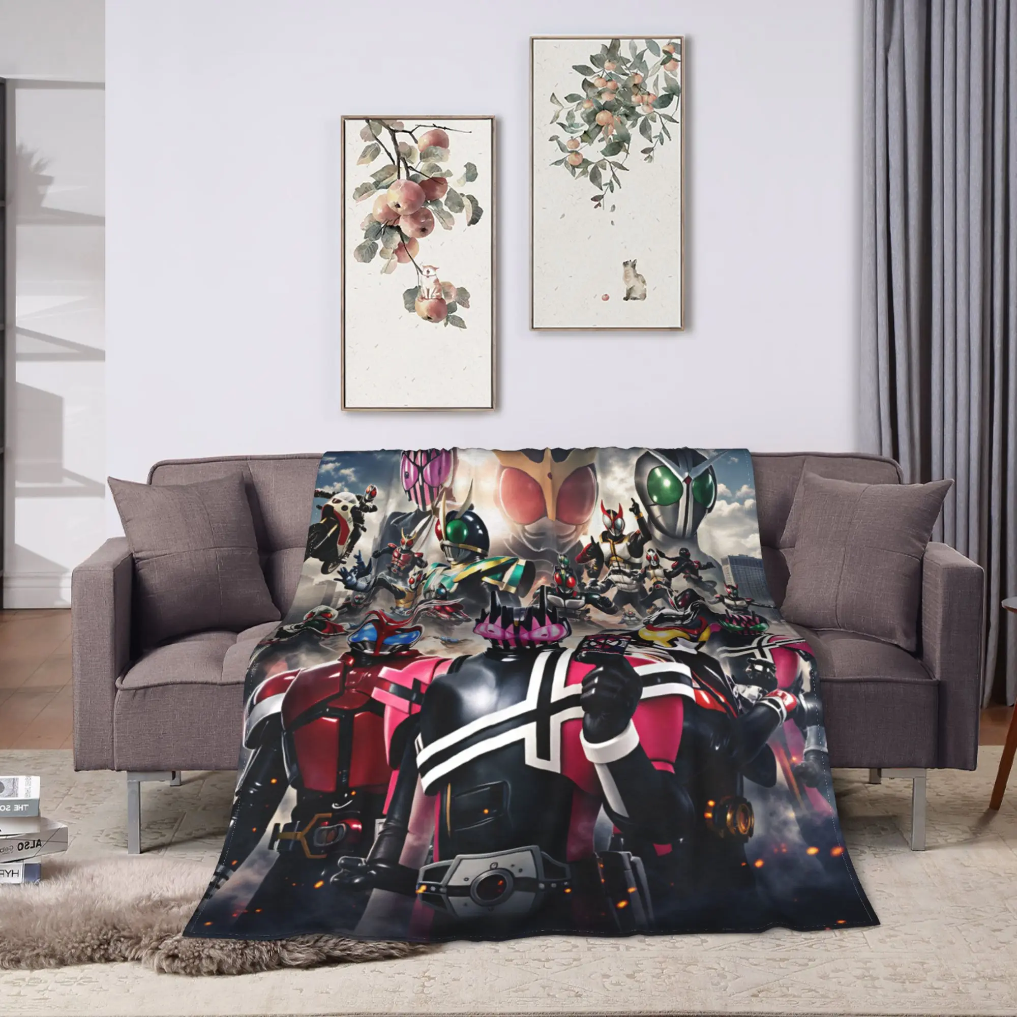 Kamen Rider  Flannel Blanket  Super Warm Throw Blanket for Living Room Decorative Fashion Bedspread Sofa Bed Cover