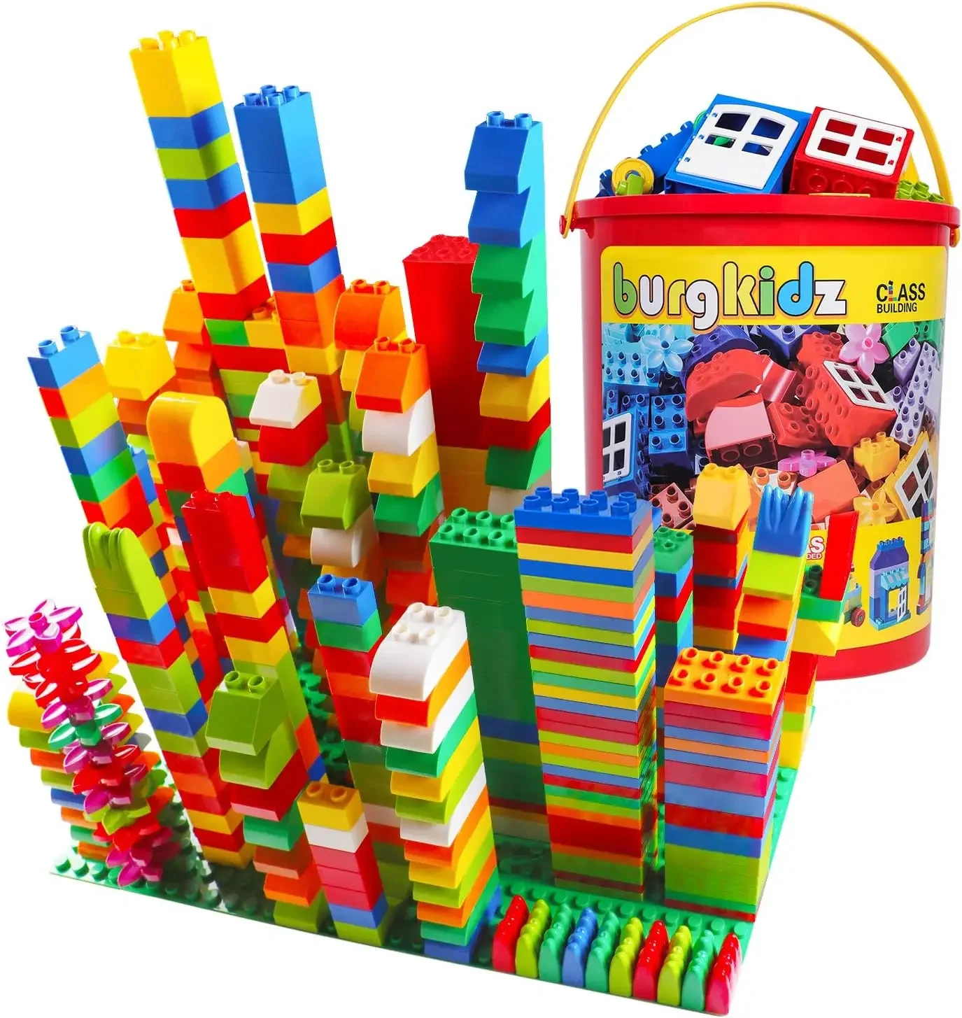 

214-Piece Large Building Blocks for Toddlers with Storage Bucket - Big Bricks Compatible with Major Brands - STEM Educational To