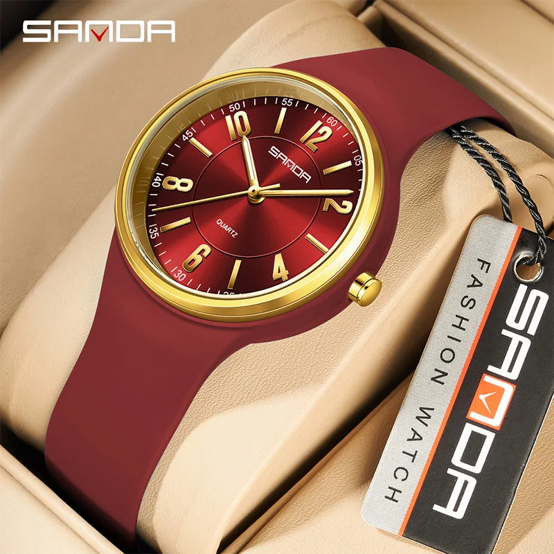 SANDA 6295 Fashion Quartz Watch Men's and Women's Simple Large Dial 3ATM Waterproof Lightweight Luminous Display Student Watch