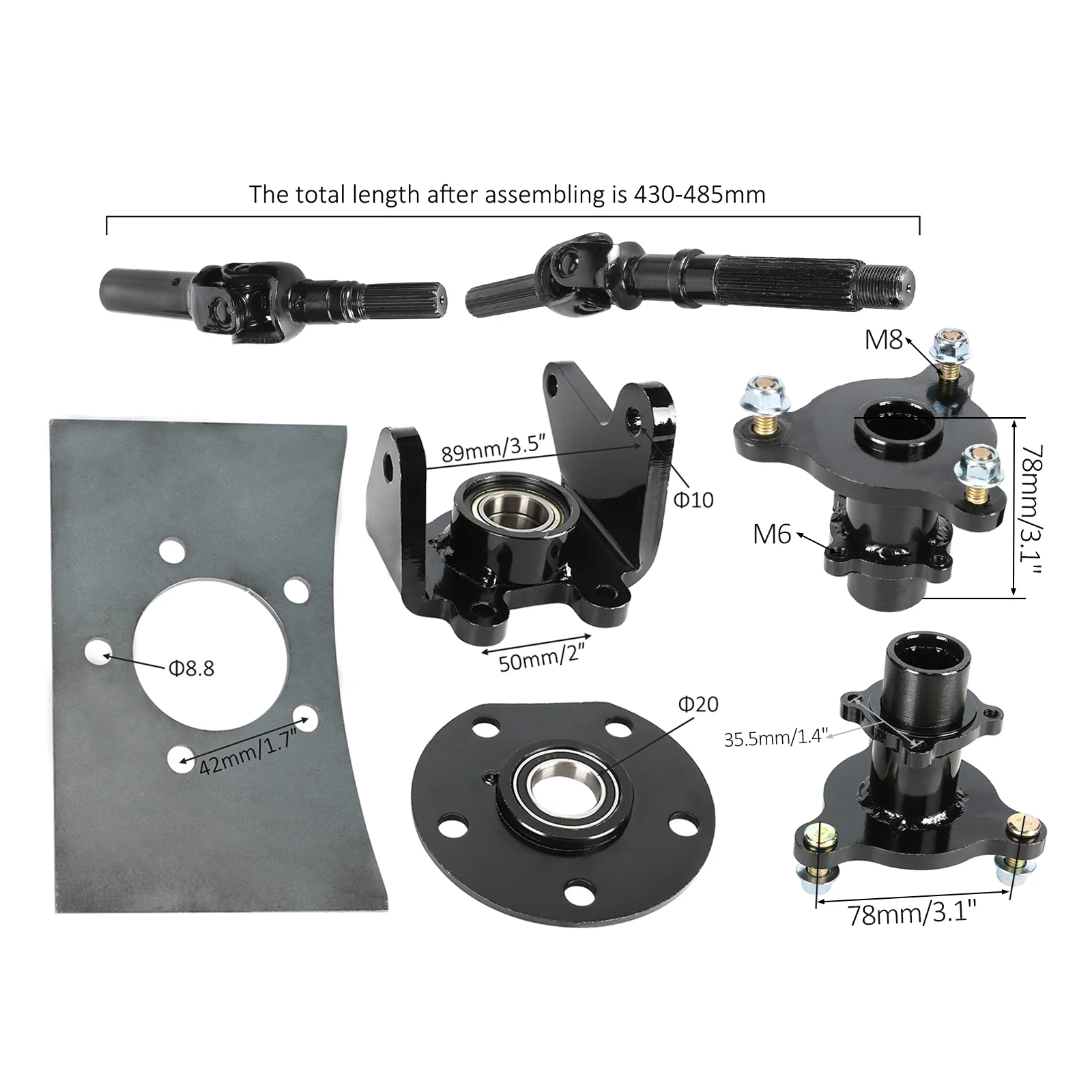 Front+Rear Axle Kits 72V 1500W /48V 1000W /36V 1000W Differential Motor for Mower ATV Quad Buggy
