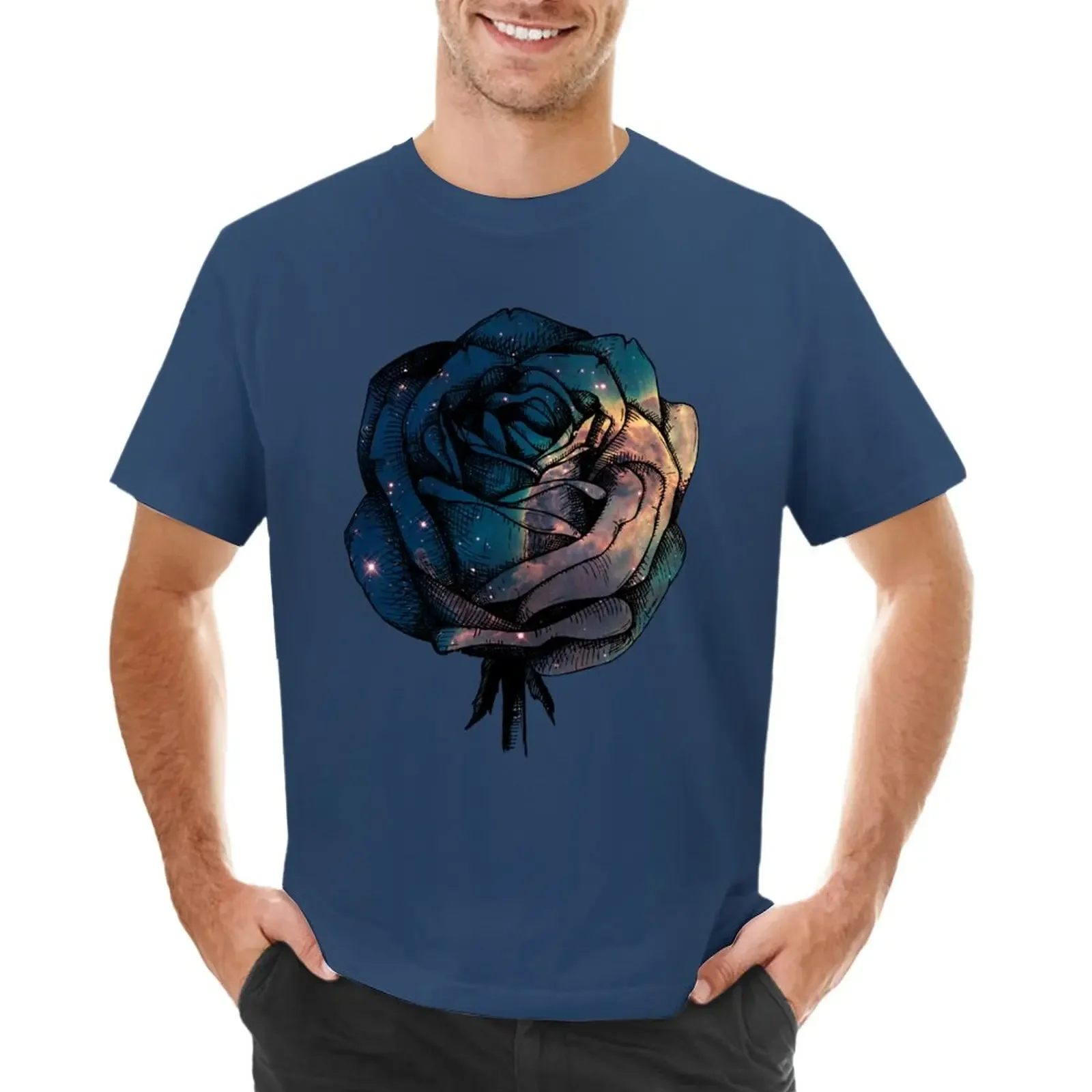 

Cosmic Flower - Rose T-Shirt plus sizes quick drying Short sleeve tee tops plain white t shirts men