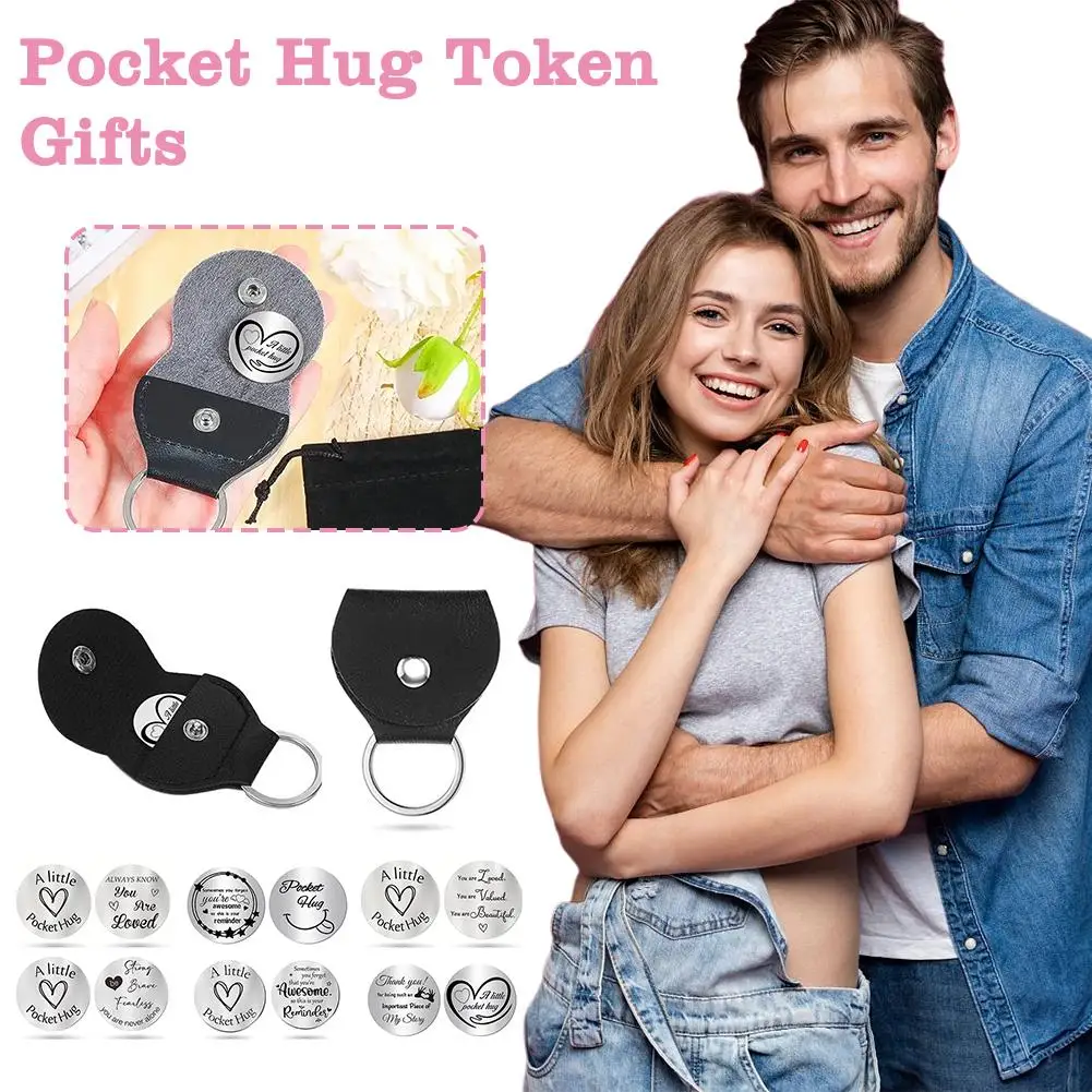 Pocket Hug Token Gifts Fashion Stainless Steel Jewelry Gift For Couples Lucky Symbol Inspirational Decision Coin T3q3