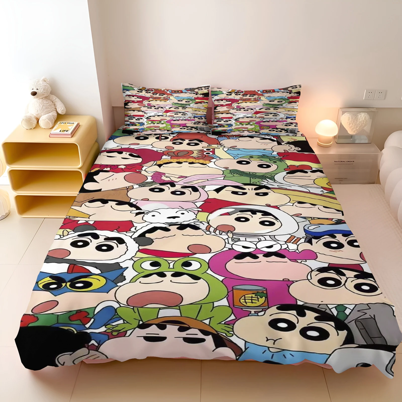 

Cartoon Crayon Shin-chan Bedroom Set 3-Piece Duvet Cover Children's Printed Home Co-Branded Mattress Bedding Set