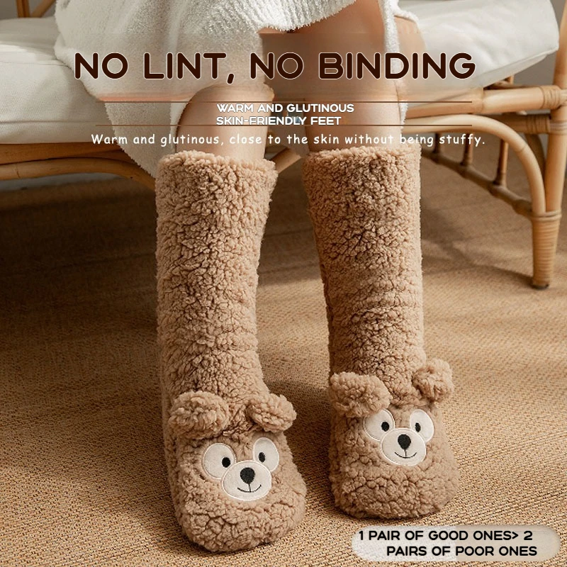

Женские утолщенные термоноски, зимние теплые домашние мягкие утолщенные бархатные нескользящие напольные тапочки для сна, рождественский подарок