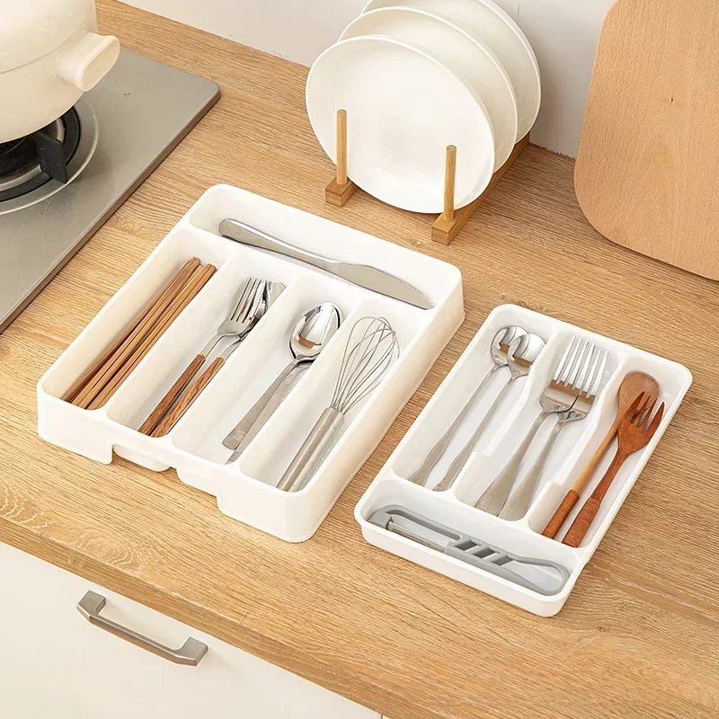 Multi-purpose Cutlery Storage Tray Cutlery Fork Spoon Compartmentalized Organizer Kitchen Drawer Categorized Storage Boxes