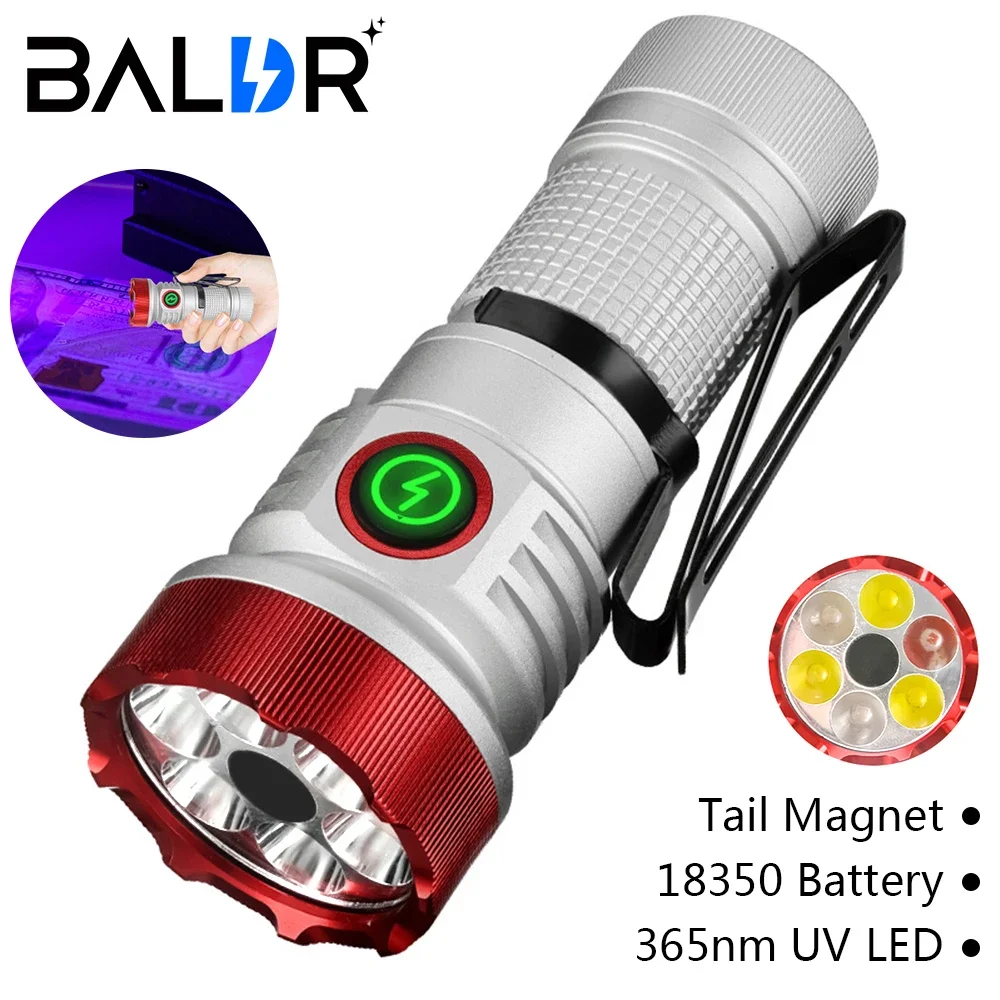 BALDR F473X Strong Light Flashlight with 11 Lighting Modes for Long-distance Shooting Magnetic Suction Mini 7LED Flashlight