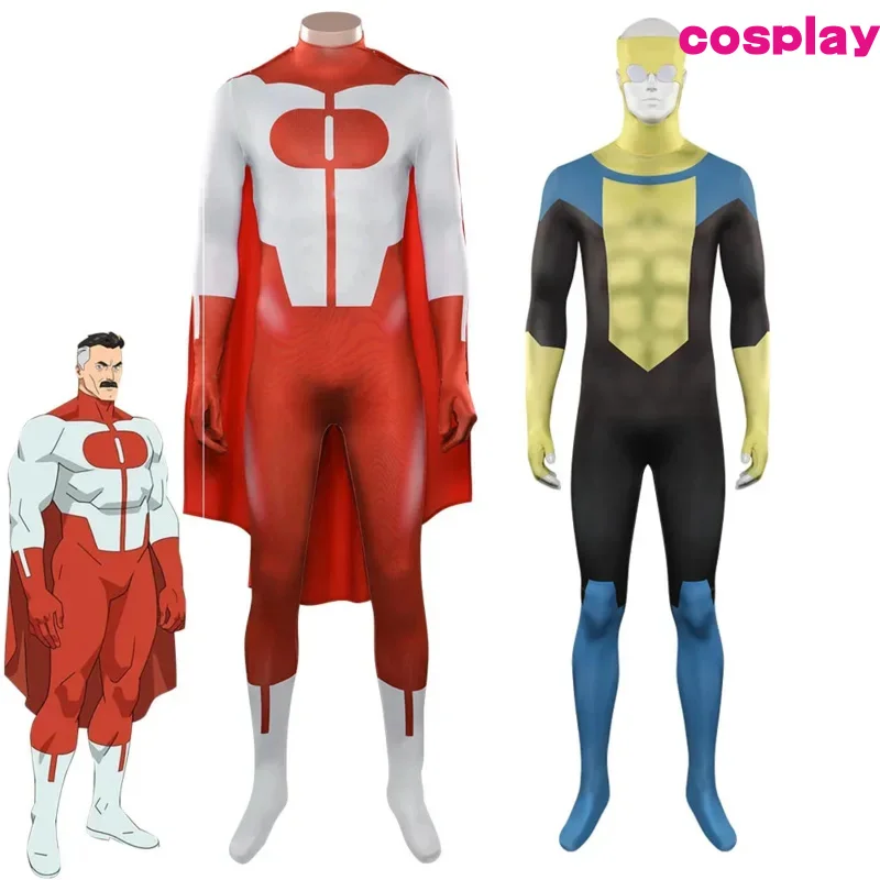 Invincible Omni Man Mark Nolan Cosplay Costume Jumpsuit Cloak Outfits Halloween Carnival Party Suit For Adult Men Male Disguis D