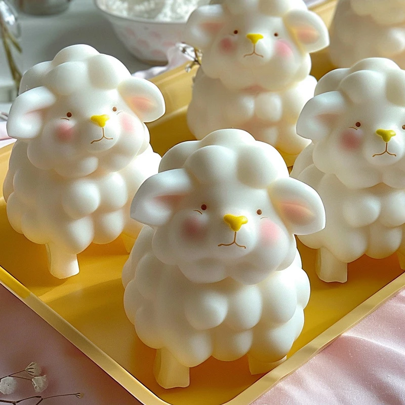3D羊の形をしたシリコンゼリーモールド,キャンドル型,日曜大工,かわいい,羊のディフューザー,石,手作り石鹸,ギフト,キッチンベーキング