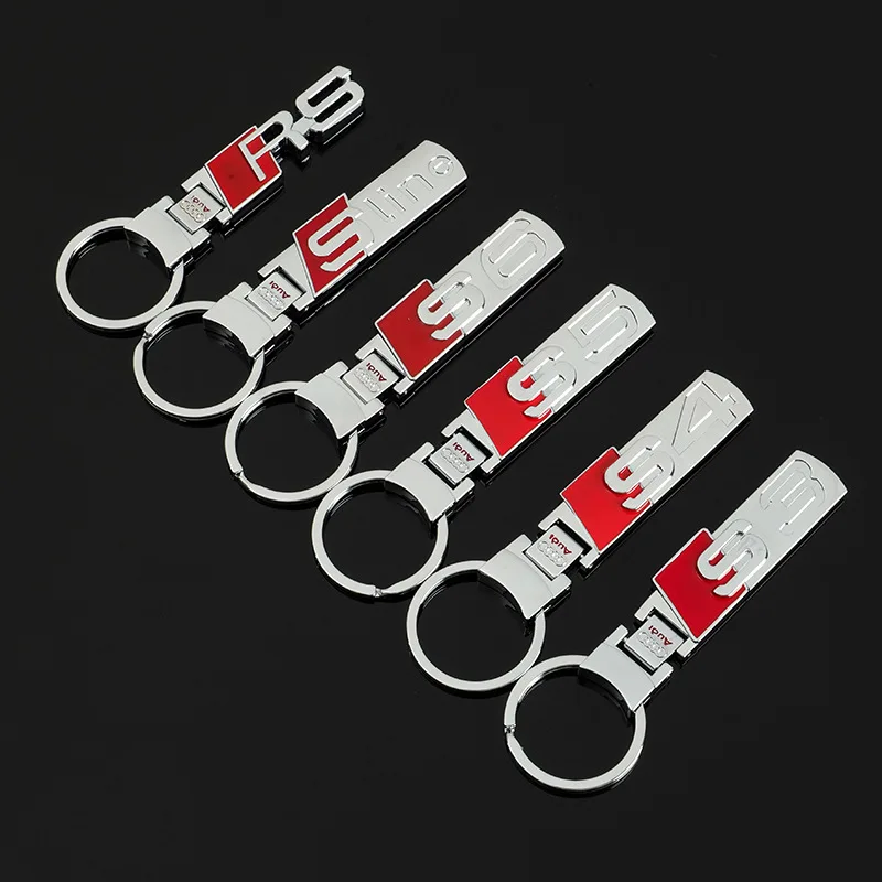 1pc Car Keychain For Audi Sine Rs S3 S4 S5 S6 A3 A4 A5 A6 A7 A8 TT Car Key Ring 3D Alloy Ring Logo Auto Keyring Accessories