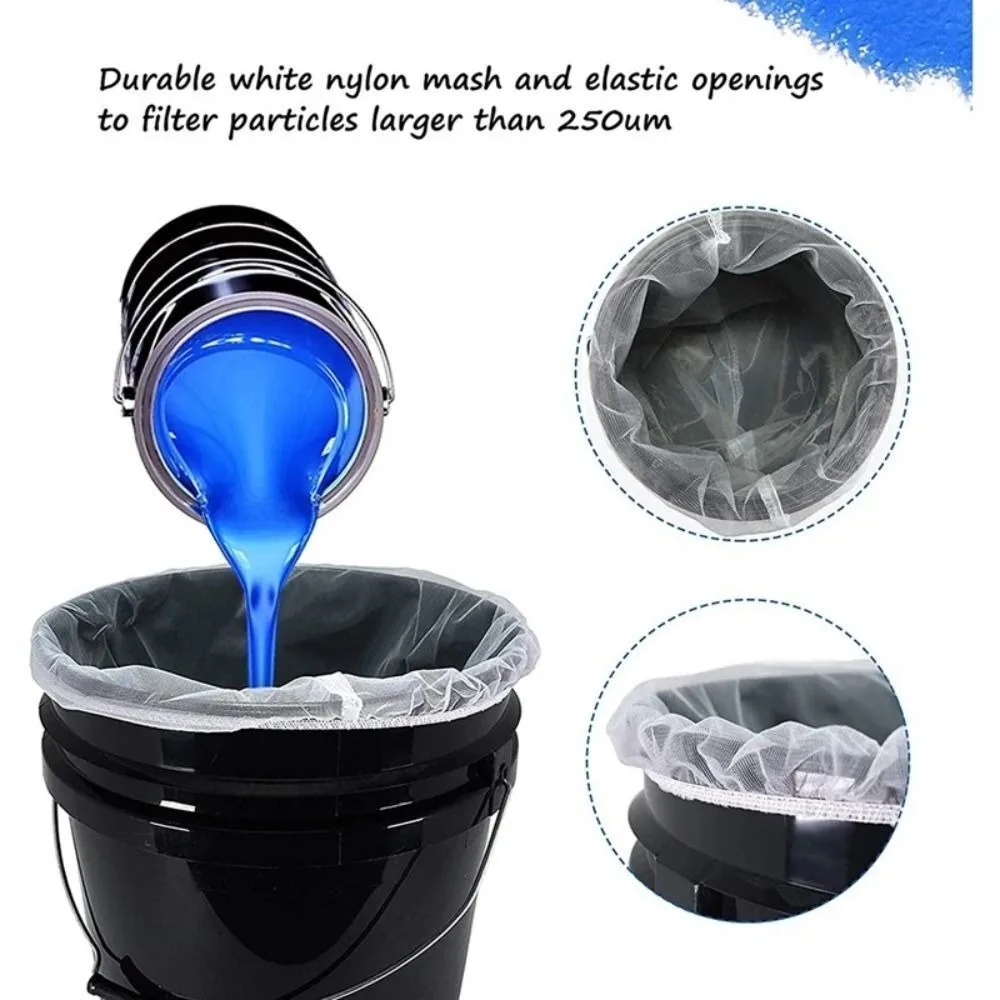 5Pcs Convenient Top Opening Paint Strainer Bags Dacron Fine Mesh Paint Screen Net Home Decoration White Filter Bag