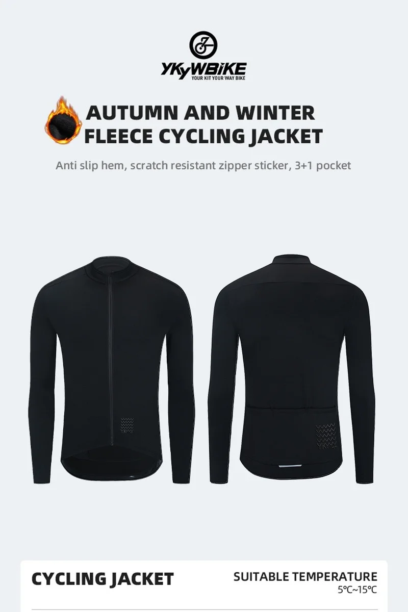 Ykywbike Winter Radfahren Jersey männer Thermo Fleece Fahrrad Kleidung MTB Langarm Warme Tops Rennrad Jacke – Detail 5