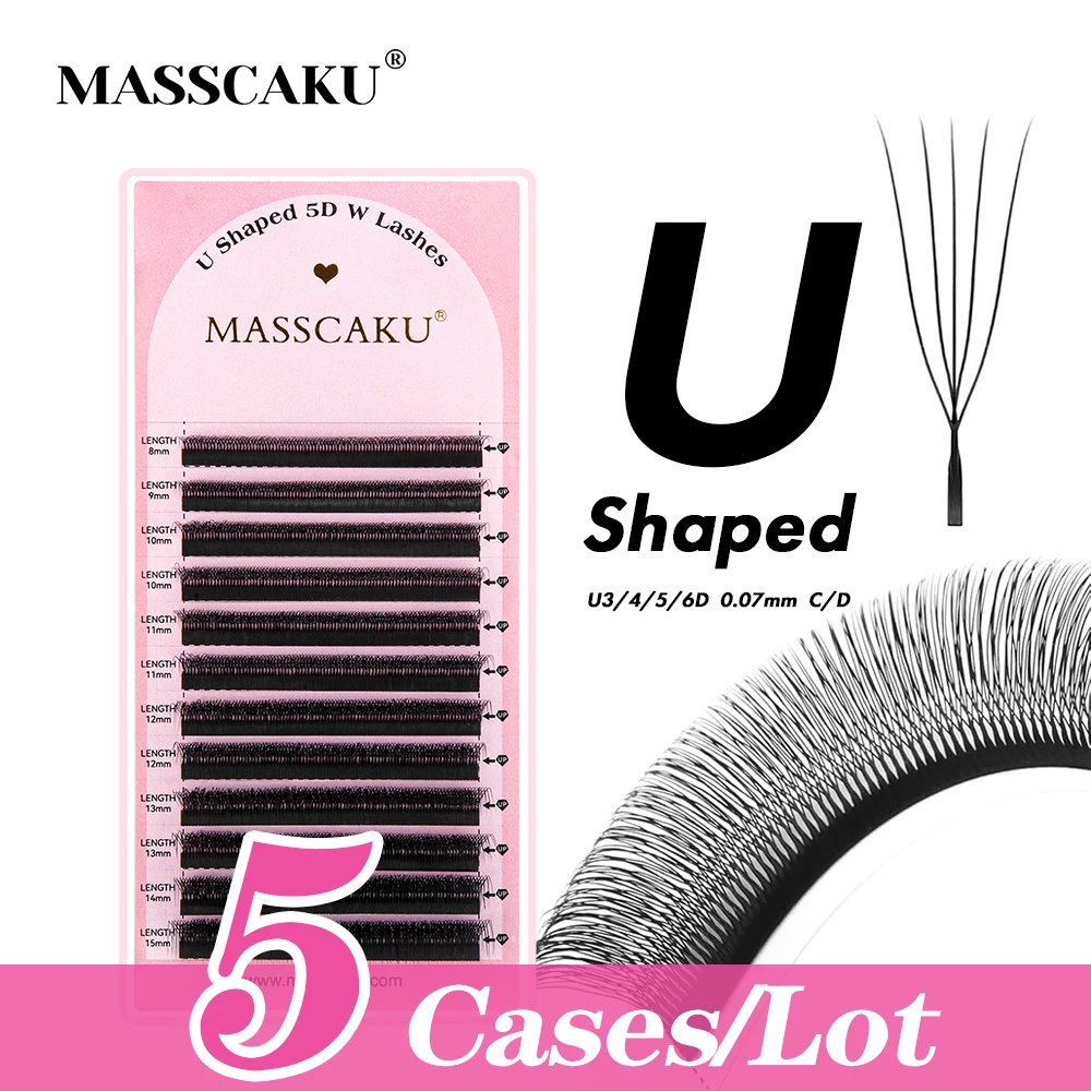 

Factory Wholesale 5cases/lot U-Shaped 3D 4D W False Eyelashes C D Curl Encrypted Single-Lash Grafting Effect Lashes by MASSCAKU