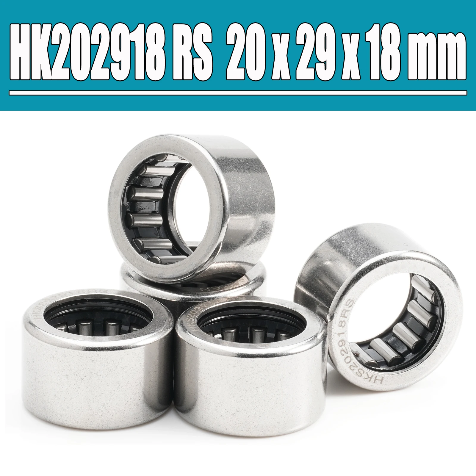 

HK202918 RS, размер подшипника 20x29x18 мм (5 шт.), тянутая чаша, игольчатые роликовые подшипники HK202918RS с открытым концом HKS
