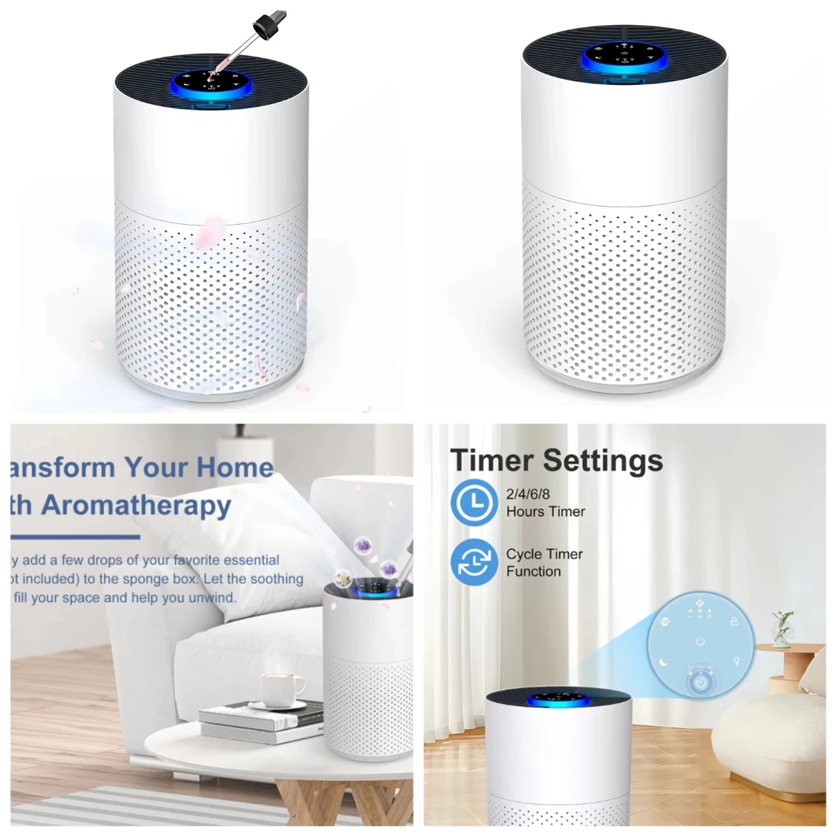 New Tuya App Smart Portable Desktop Mini HEPA Aroma Air Purifier with Aromatherapy Diffuser