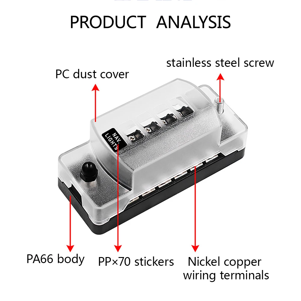 32V 75A Fuse Box Holder Flame Retardant 6 Ways 12 Ways Blade Fuse Block With Cover Accessories For Car Marine Boat Truck Trailer