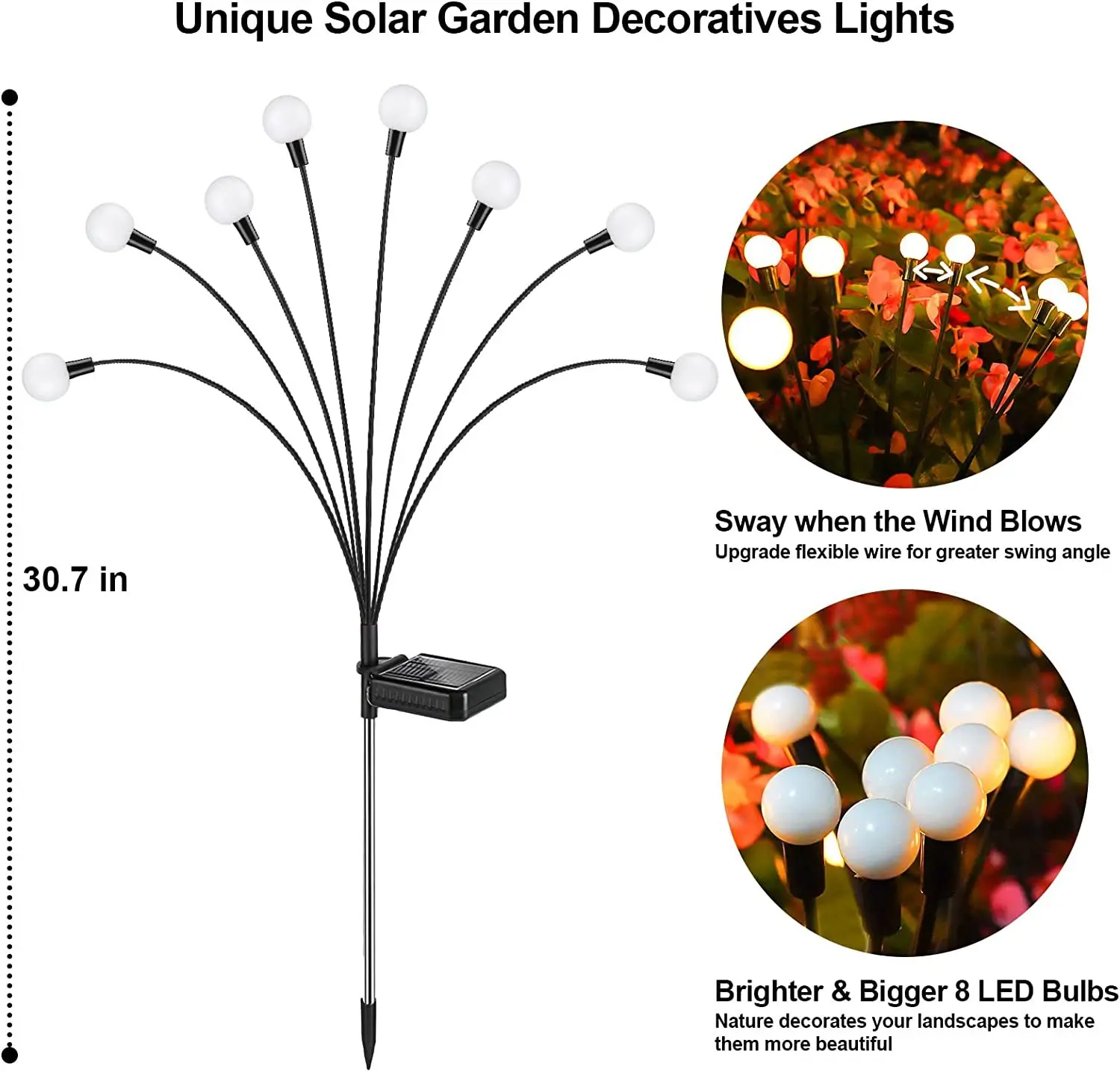 الطاقة الشمسية اليراع LED أضواء في الهواء الطلق حديقة الديكور أضواء المشهد مقاوم للماء الألعاب النارية اليراع الحديقة مصابيح المنزل شرفة 001