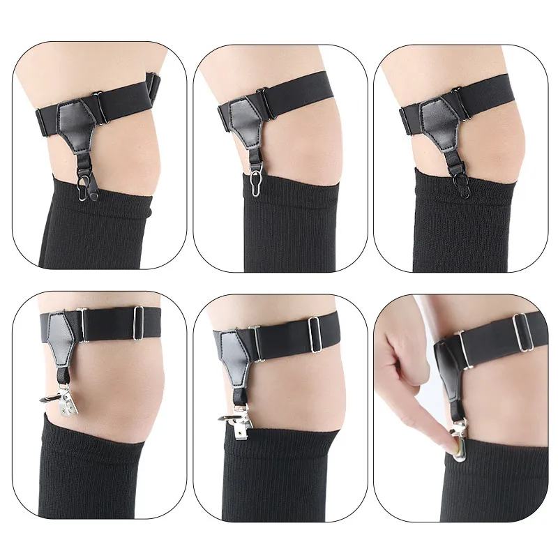 1 Paar schwarze Socken-Strumpfbänder für Damen und Mädchen, JK, japanischer Stil, verstellbar, elastisch, rutschfest, Socken-Strumpfhalter, Gürtel, Bein-Hosenträger – Detail 2