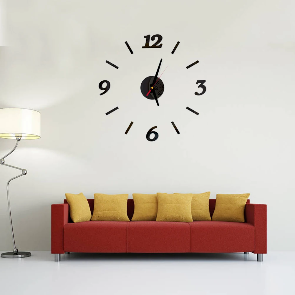 

Large Digital Wall Clock Black Acrylic Mirror Silent Modern Frameless Decorative Clock For Living Room Bedroom Office Home