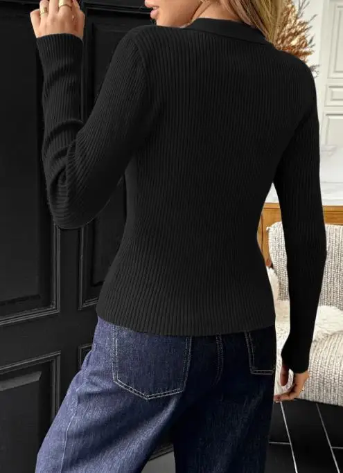 

Woman Vacation Casual Button Long Sleeve Sweater Women's Clothing 2025 Autumn and Winter Female New Fashion Slim Knitted Top