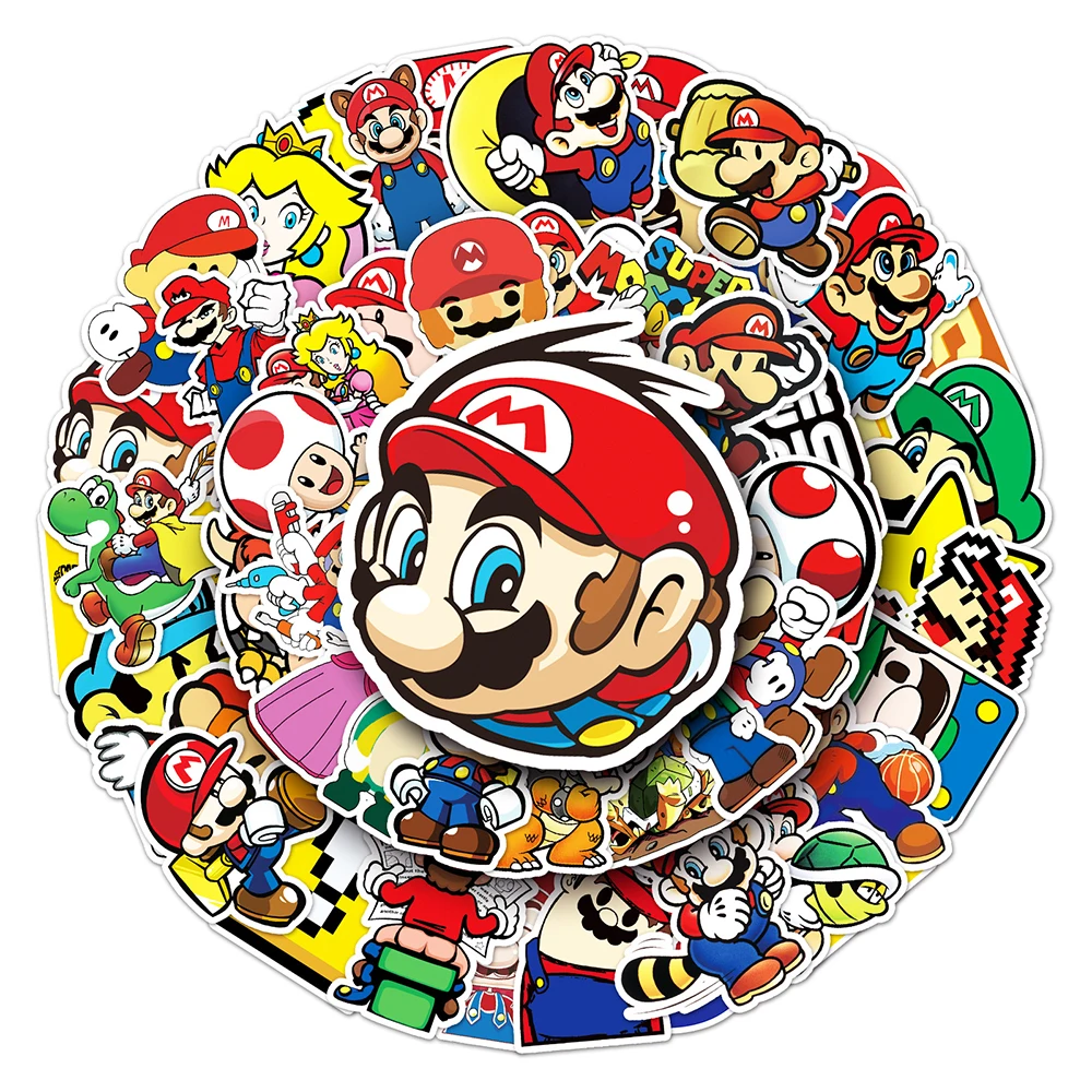 10/30/53pcs Classic Game Super Mario Stickers Fun Cartoon Graffiti Decals Phone Luggage Skateboard Kawaii Anime Sticker Kids Toy
