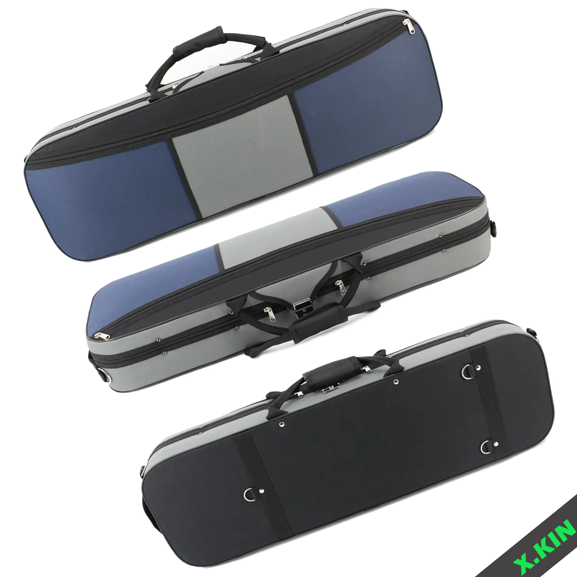 Ultra-Light Waterproof Violin Case 4/4 3/4, Shockproof Foam Shell, Wide Padded Shoulder Strap, Gray Blue