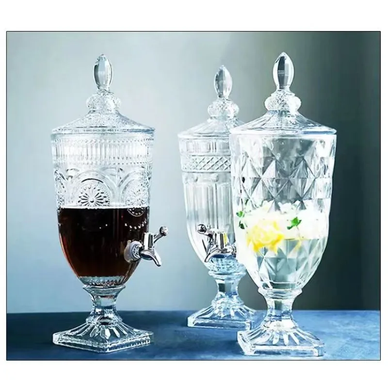 High Value Glass Cold Kettle Household with Faucet 2L Capacity Juice Tank Bar KTV Living Room Juice