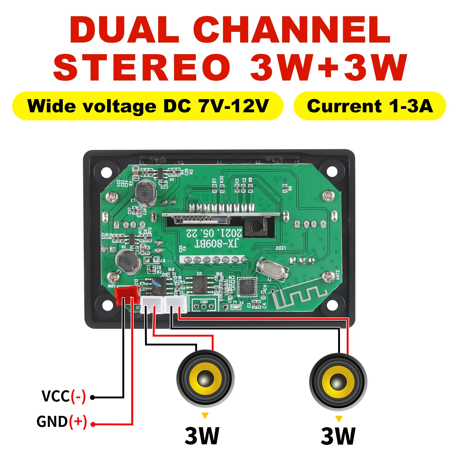80W/6W Amplifier MP3 WMA WAV Decoder Board USB Charging Bluetooth 5.0 Wireless Music Player 12V Car FM Radio AUX Call Recording