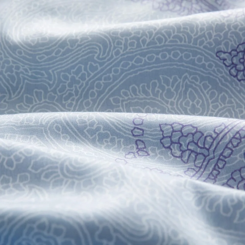 طقم غطاء لحاف مغربي فاخر مكون من 3 قطع على الطراز البوهيمي مع نمط ميدالية بوتيه الدمشقي، عدد 400 خيط مصري #5