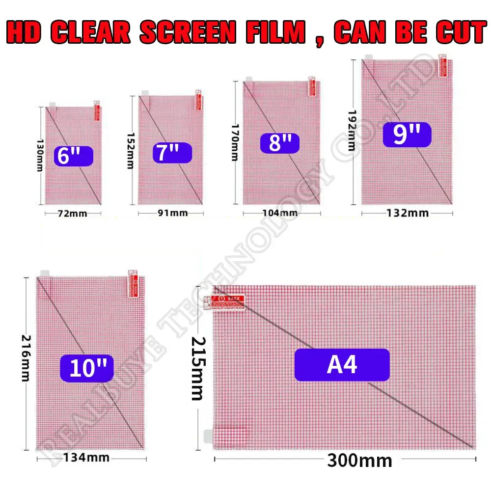 2pcs/lot HD Clear Soft Tablet PC Screen Protector For Universal 5 6 7 8 9 10 11 12 inch A4 Car GPS Game Clean Protective Film