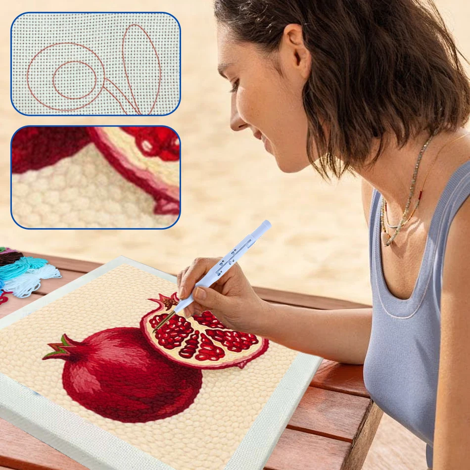 

GATYZTORY punch needle embroidery package embroidery kit for beginners fruit Adults Crafts Knit Sewing kit Yarn Cross stitch set