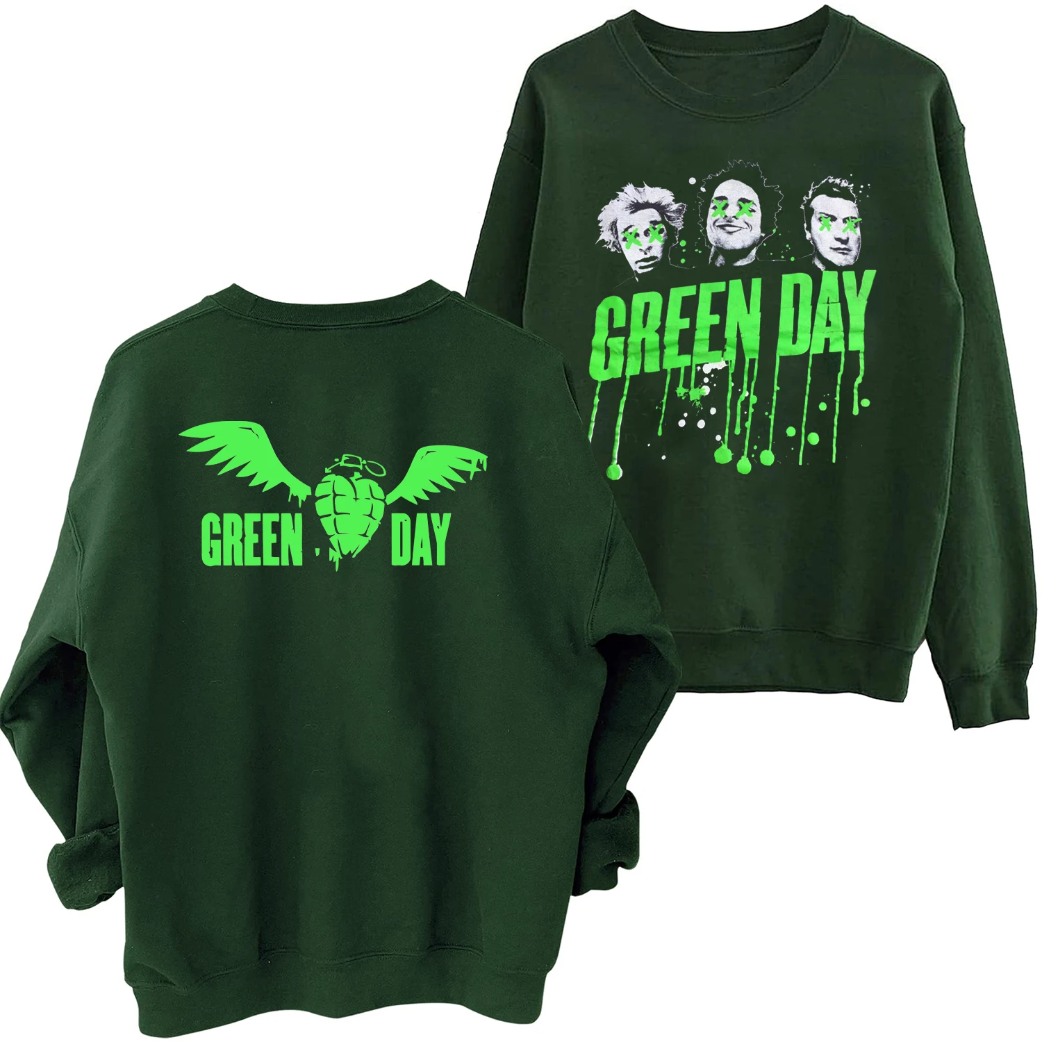 Sudadera con capucha de manga larga para hombre y mujer, suéter de cuello redondo con estampado de la banda de Saviors del Día Verde, gran tamaño, regalo para Fans, 2024