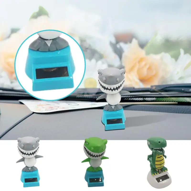 Solar Powered Car Dash Sharks Energy-Saving Swinging Ornaments Animated Bobblehead Dancer Funny Gift vehicles Display Decoration