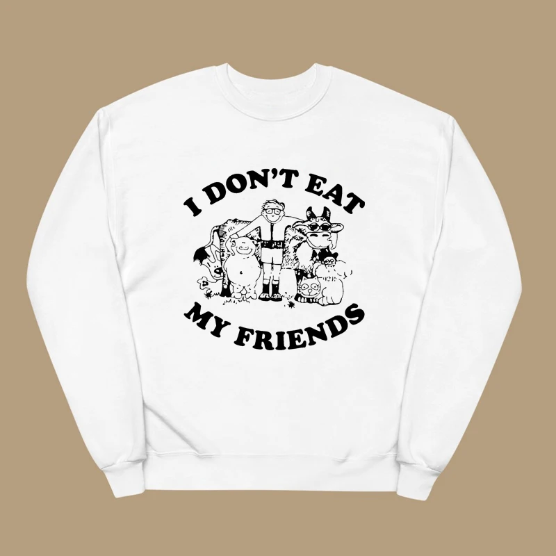 

I Don't Like Eat My Friends Funny Vegan Women Sweatshirt O Neck Long Sleeve Jumpers 2000s Gothic Grunge Clothes Y2k Outfits