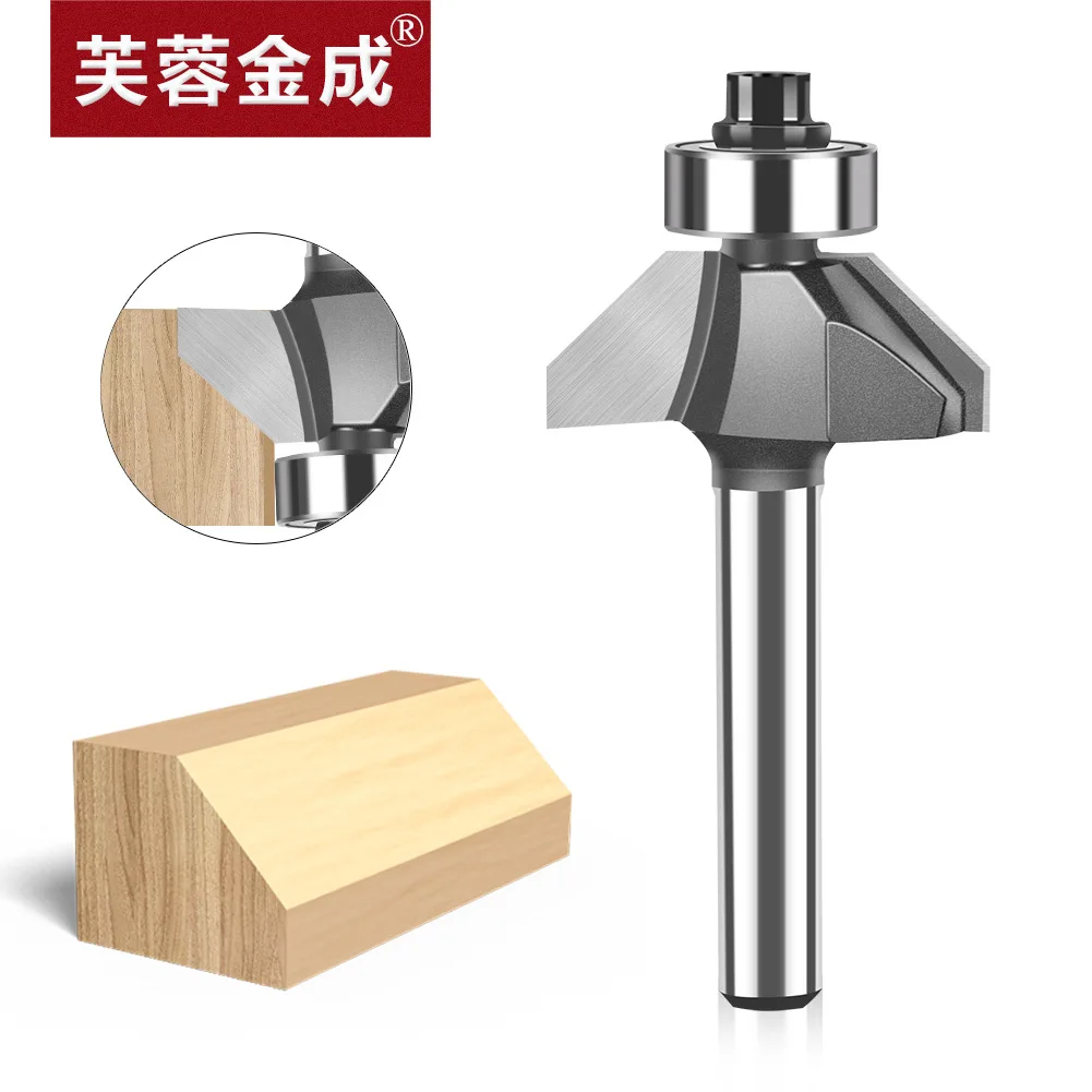 45 Degree Bevel Cutter Inch 6 Handle 4 Piece Set Slotted Bearing Engraving Machine Cutter Head Trimming Machine Woodworking Mill