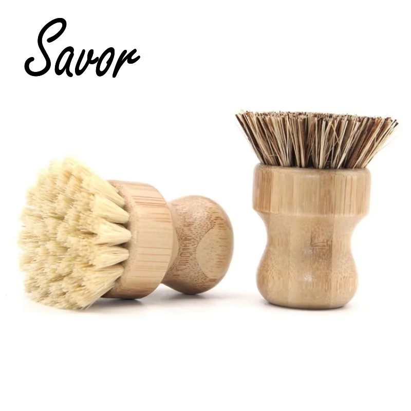 

1pc/2pcs Bamboo Dish Scrub Brush Soap Kitchen Wooden Dish Scrubber Cleaning Brush for Washing Dish Cast Iron Pan Pot