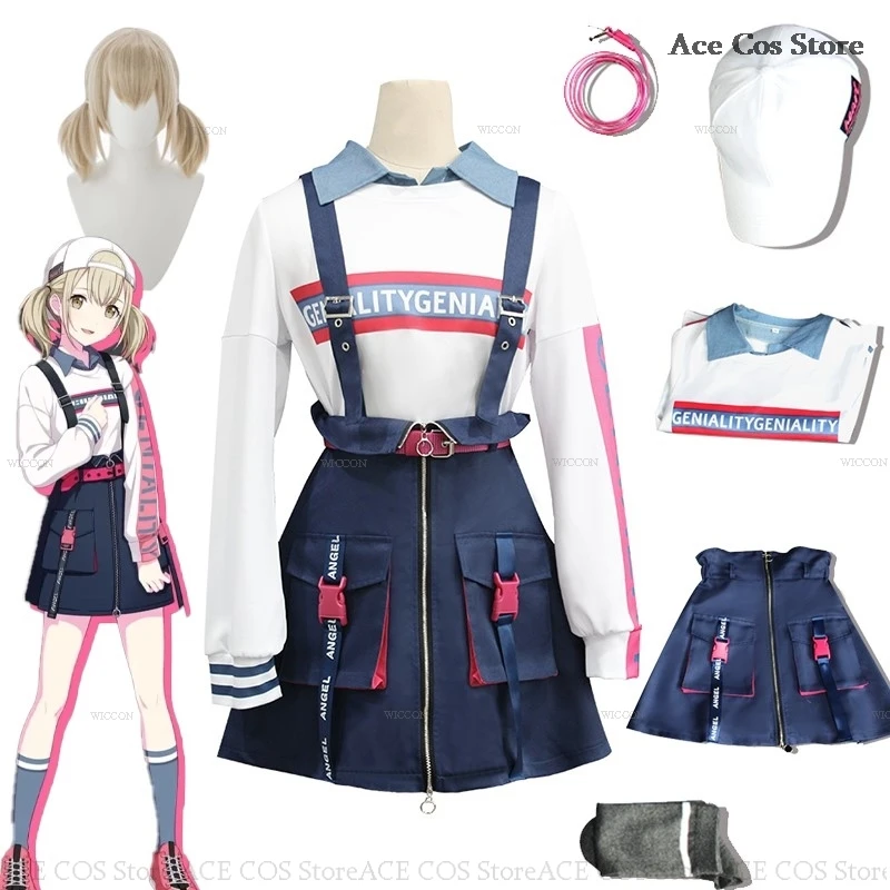 Projekt Sekai Vbs Azusawa Kohane Cosplay Kostüm 2024, neue Uniform-Perücke, VBS Khn, Anime-Outfits, Damen, Halloween-Party, Mädchen, rosa Set