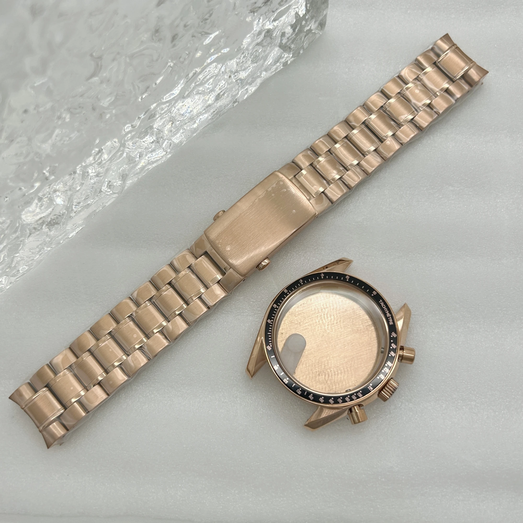 Rose Gold Multifunctional 39.7mm Speedmaster Case for Seiko VK63