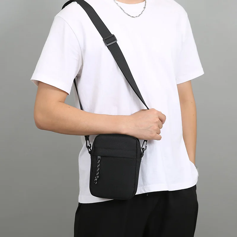 Simple Fashion Mini Crossbody Bag Men Anti-scratch Nylon Small Shoulder Bag with Multiple Pockets for Work Travel