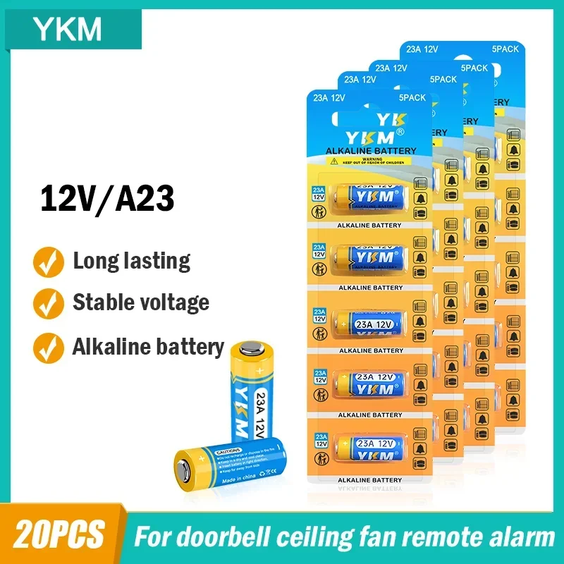 20PCS A23 23A 12V Alkaline Battery MN21/23 23AE L1028F A23G GP23A 12 Volt Dry Battery for Ceiling Fan Remote Garage Door Opener