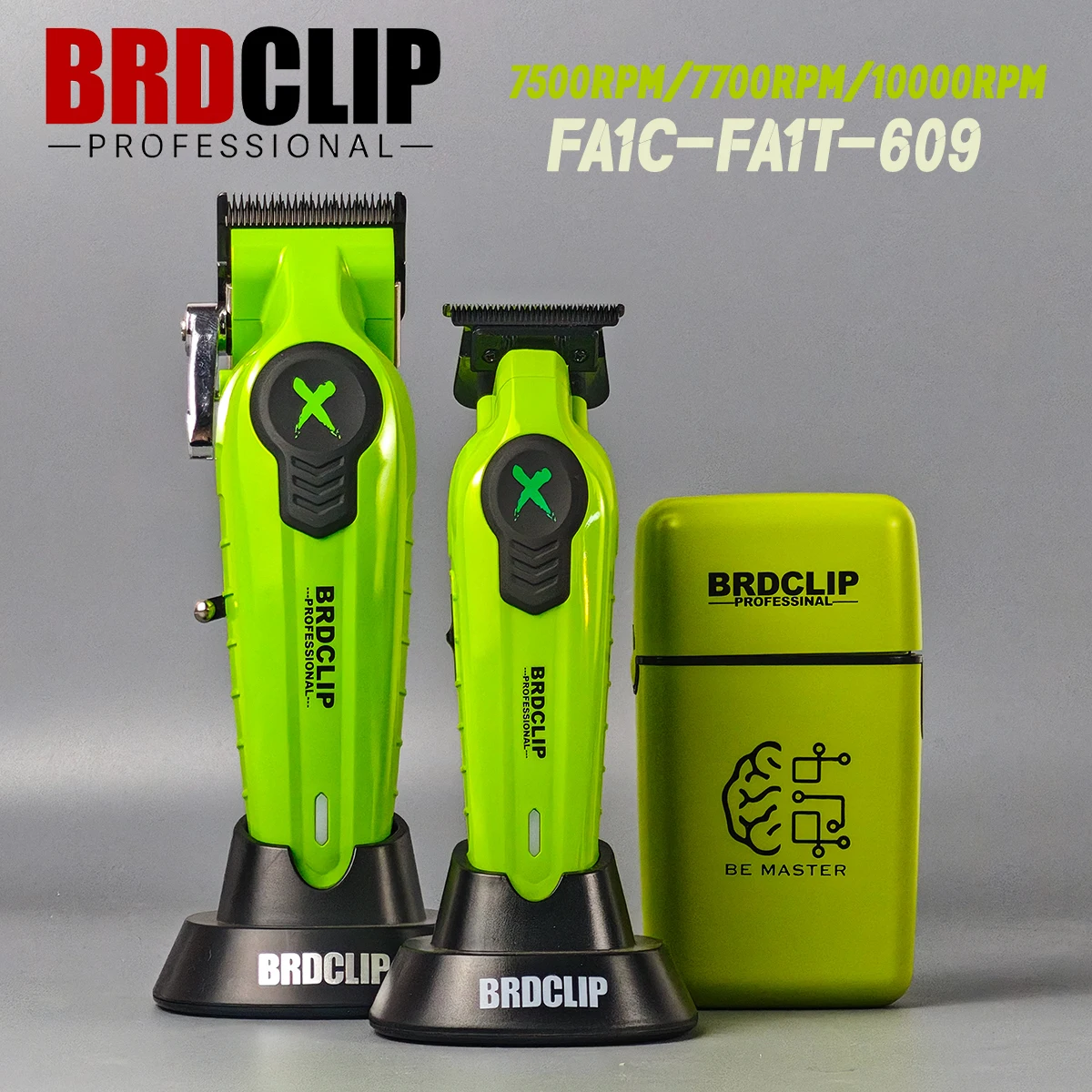 

Professional BRDCLIP FA1C FA1T 609 Set High Motor Hair Clipper Trimmer Electric Shaver 10000RPM Hair Machine DLC Blade with Base